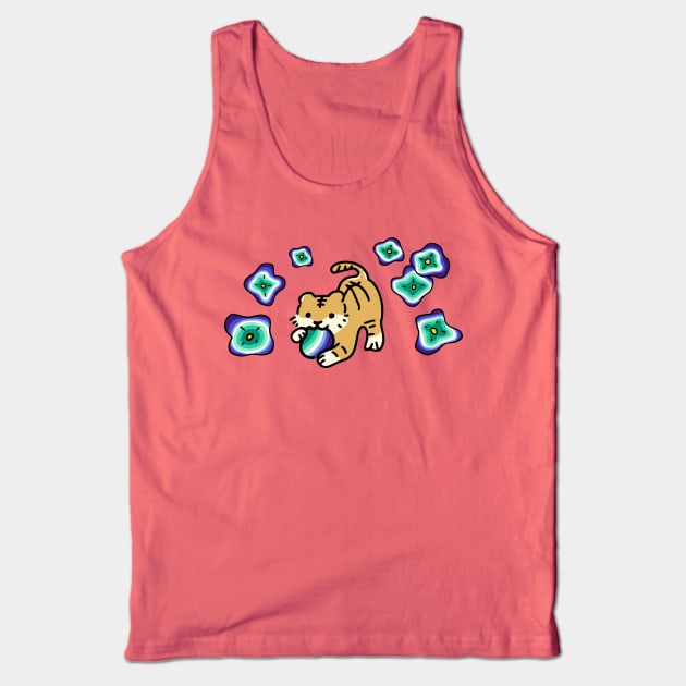 Gay Men's Flag of Adorable Tiger with Cute Flower Tank Top by Mochabonk